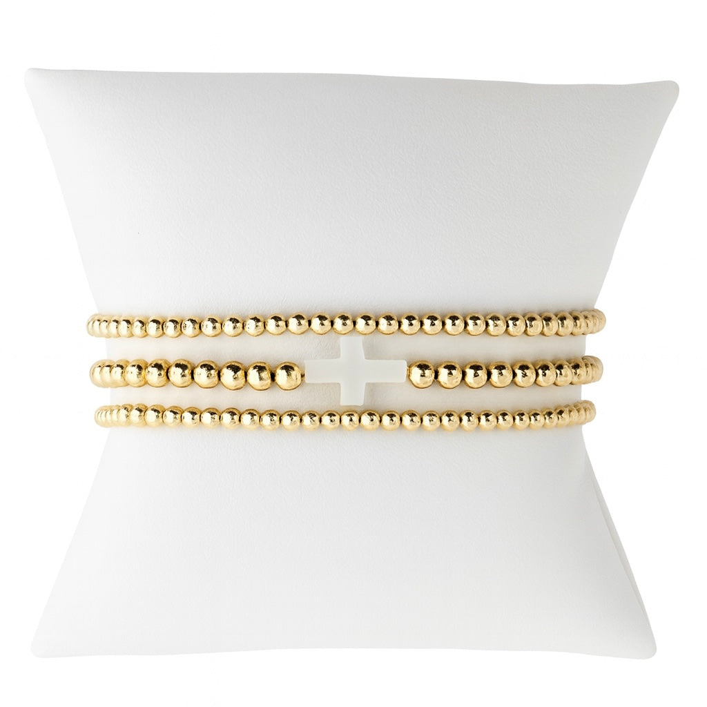 Shell Cross Gold Filled Bracelet Set