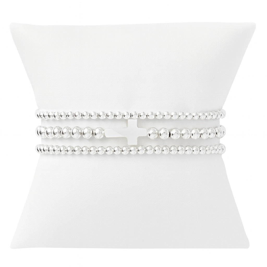 Shell Cross Sterling Silver Bracelet Set