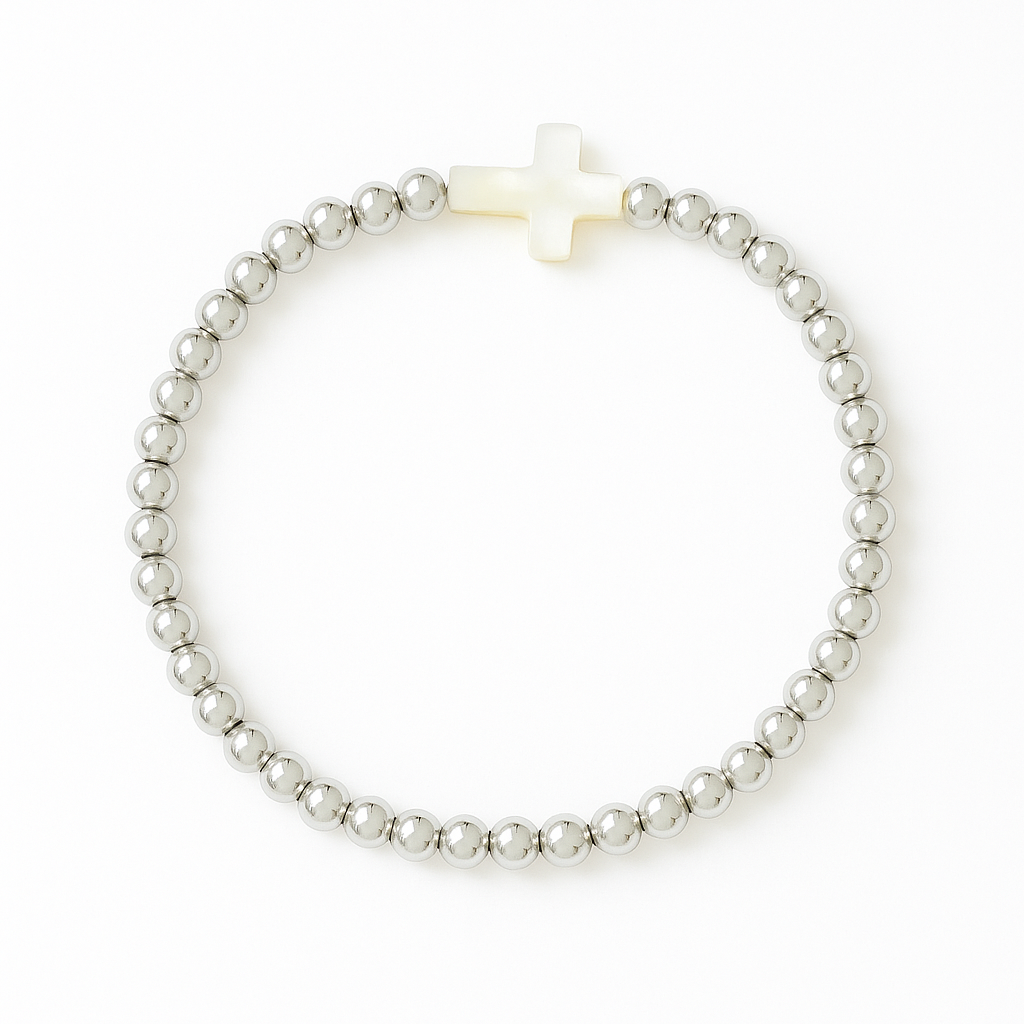 Shell Cross Sterling Silver Bracelet