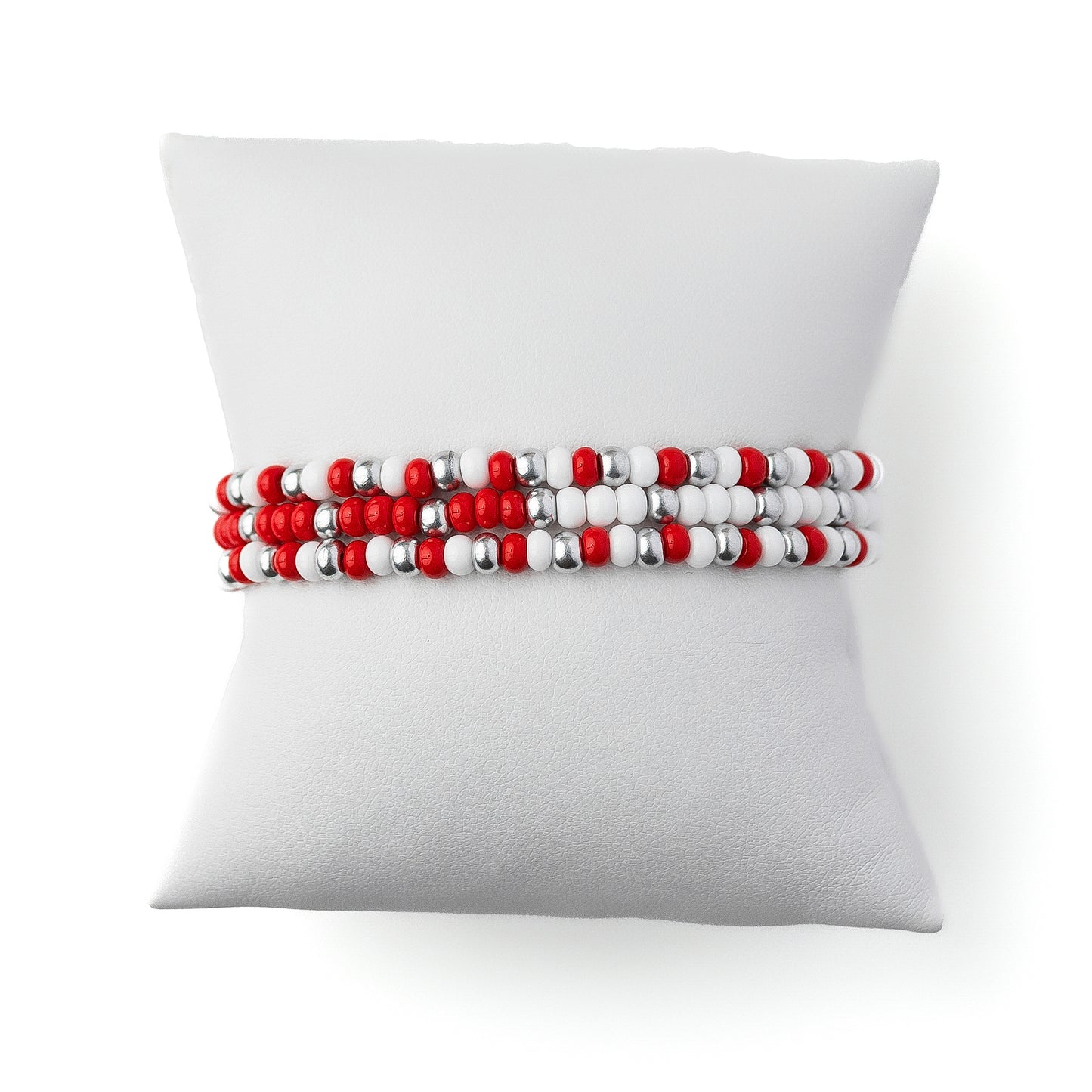 Spirit Red, White and Silver Bracelet Set