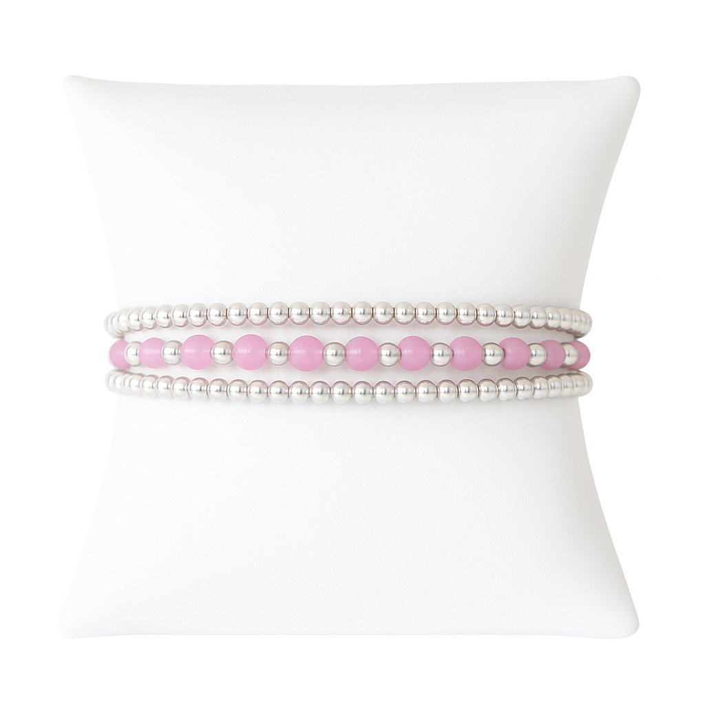 Harmony Pink Sterling Silver Bracelet Set