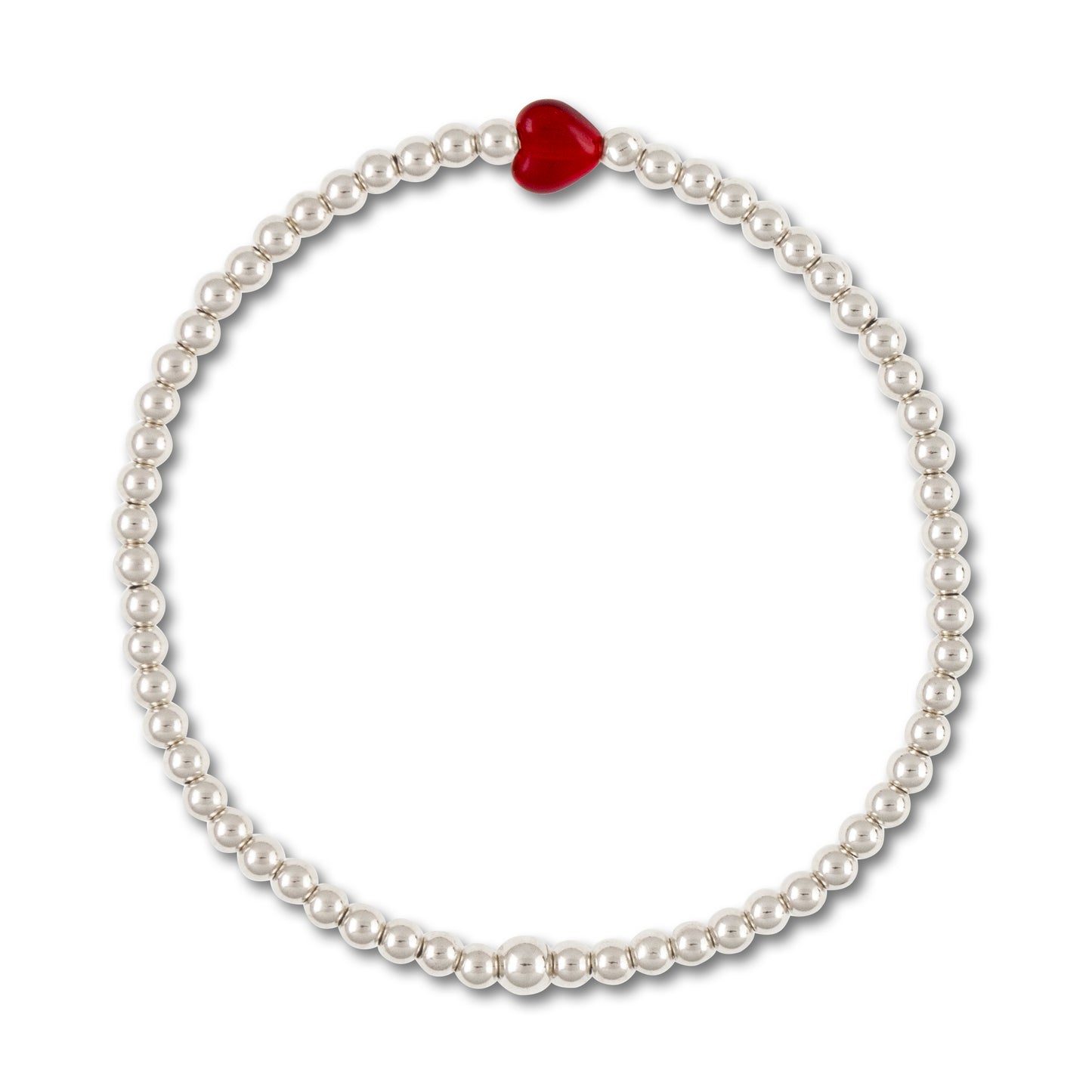 Red Heart Sterling Silver Bracelet