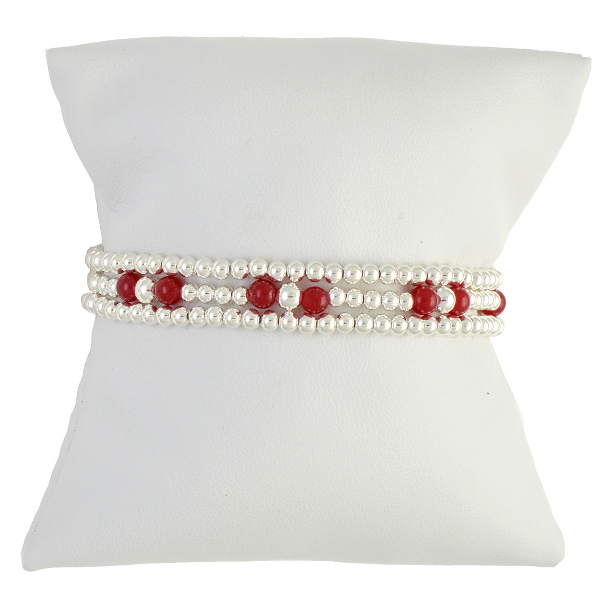 Ruby Gemstone Sterling Silver Bracelet Set