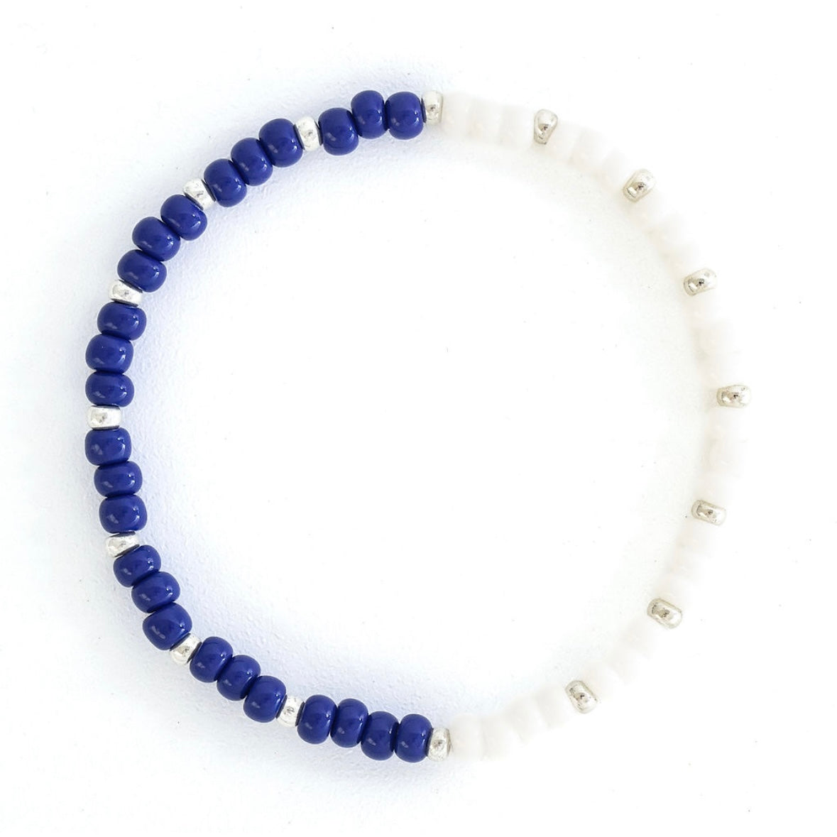 Spirit Half & Half Blue, White and Silver Bracelet