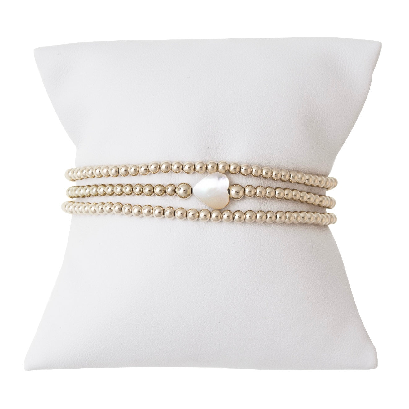 Shell Heart Sterling Silver Bracelet Set