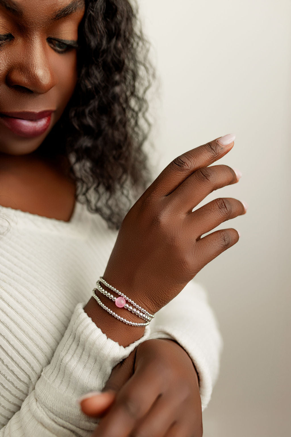 Joy Pink Sterling Silver Bracelet Set