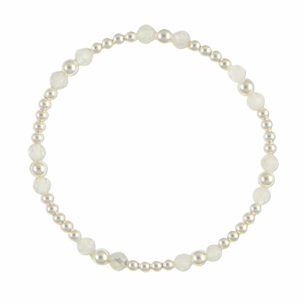 Clear Crystal Quartz Gemstone Sterling Silver Bracelet-April Birthstone