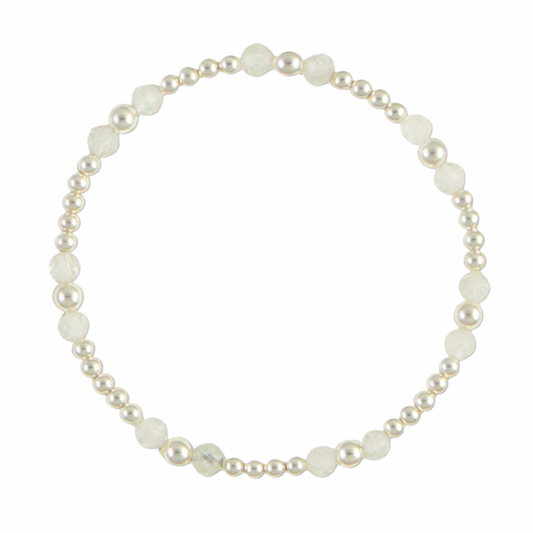 Clear Crystal Quartz Gemstone Sterling Silver Bracelet-April Birthstone