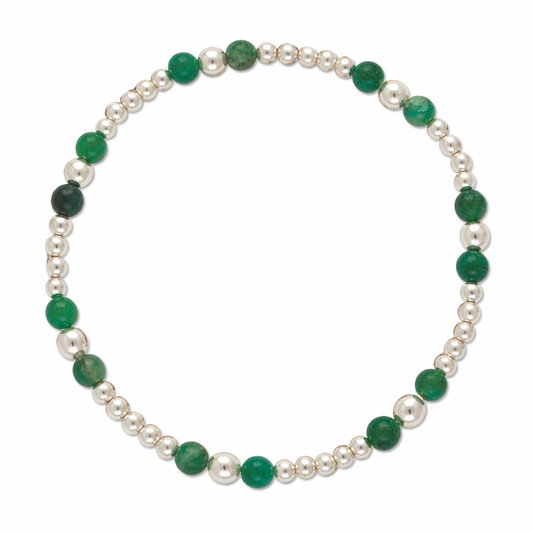Emerald Gemstone Sterling Silver Bracelet-May Birthstone