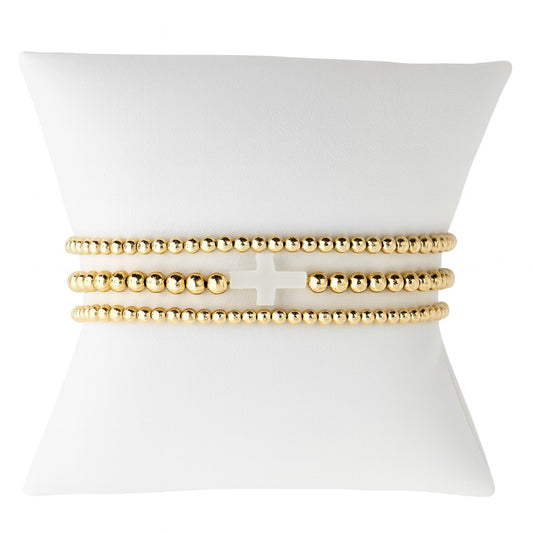 Shell Cross Gold Filled Bracelet Set