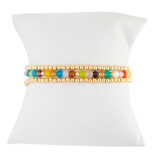 Confetti Multi-Colored Gold Filled Bracelet Set