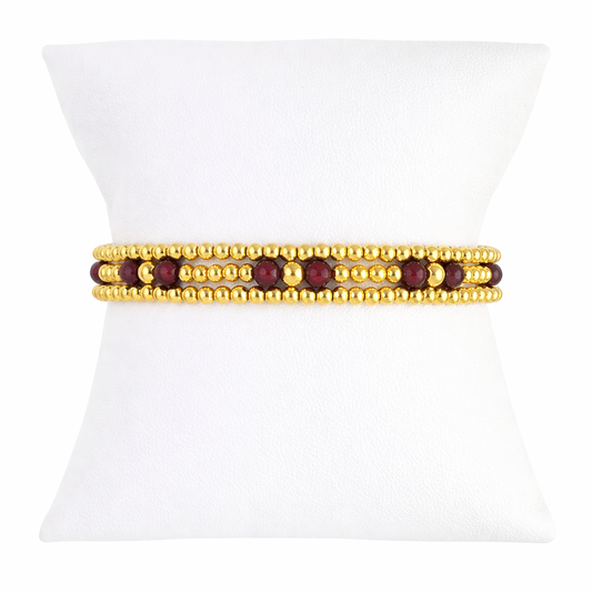 Garnet Gemstone Gold Filled Bracelet Set