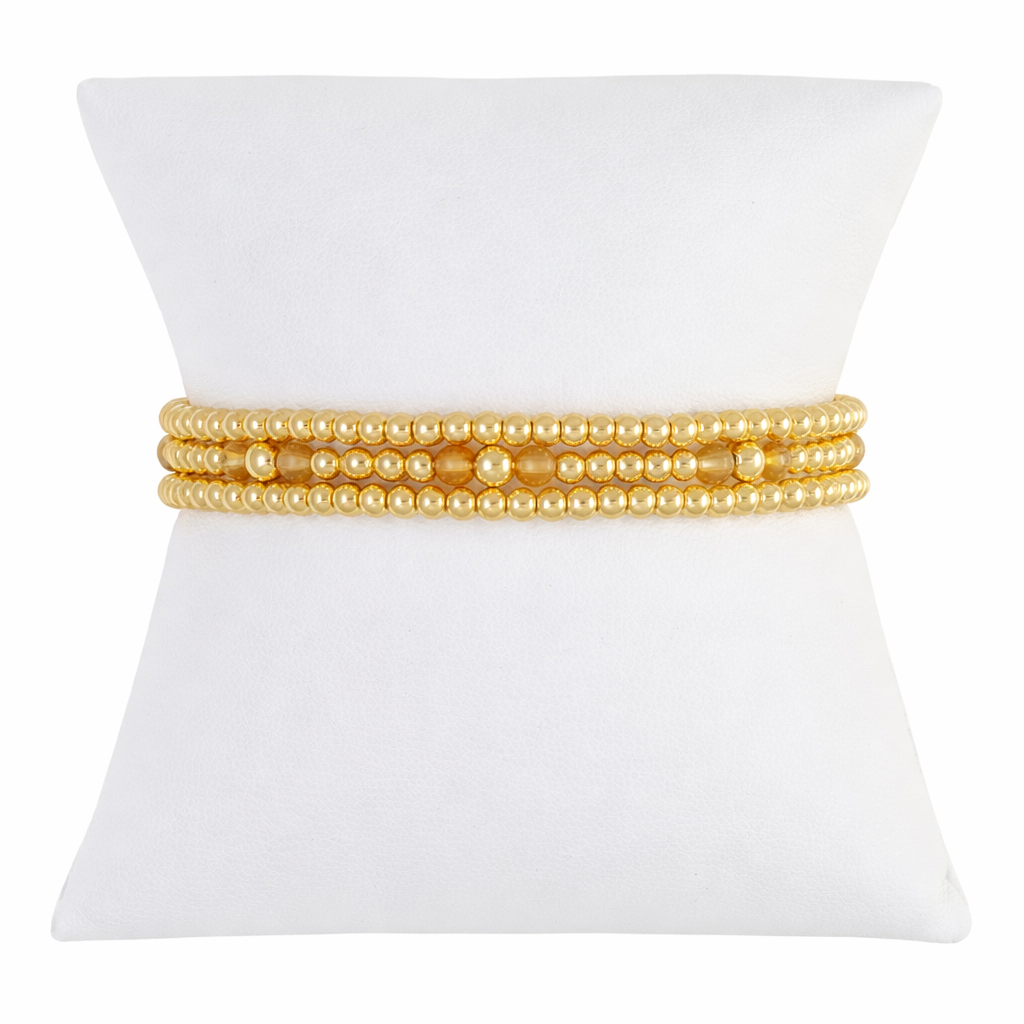 Citrine Gemstone Gold Filled Bracelet Set