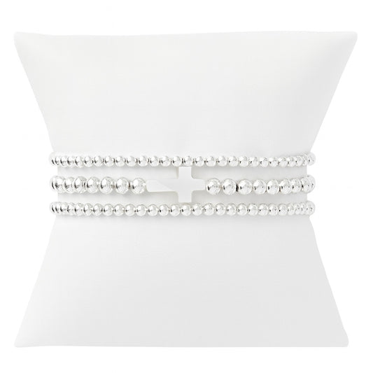 Shell Cross Sterling Silver Bracelet Set