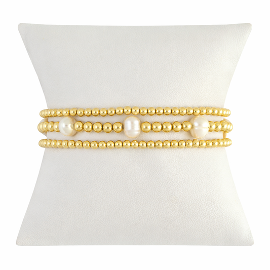 Freshwater Pearl Gold Filled Bracelet Set