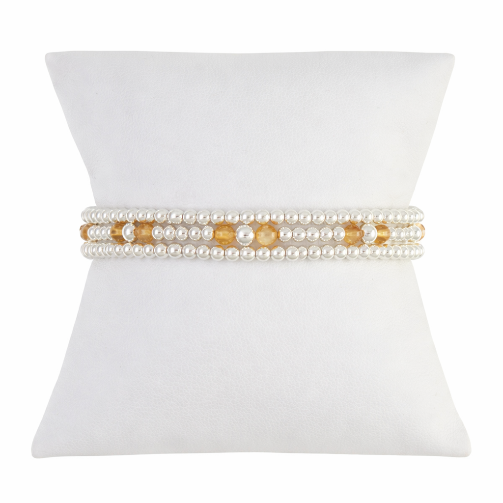 Citrine Gemstone Sterling Silver Bracelet Set