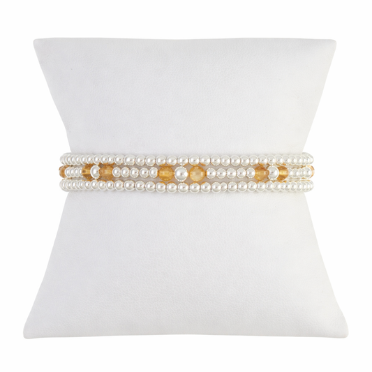 Citrine Gemstone Sterling Silver Bracelet Set