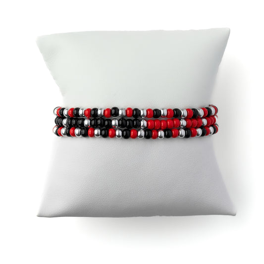 Spirit Red, Black and Silver Bracelet Set