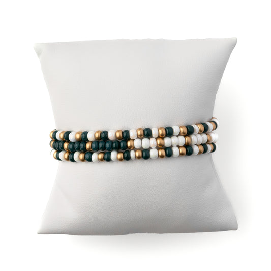Spirit Dark Green, White and Gold Bracelet Set