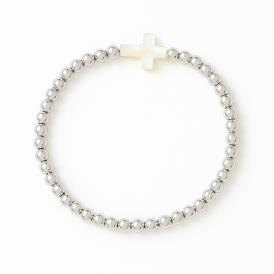Shell Cross Sterling Silver Bracelet