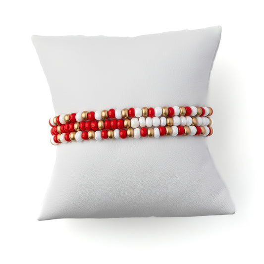Spirit Red, White and Gold Bracelet Set