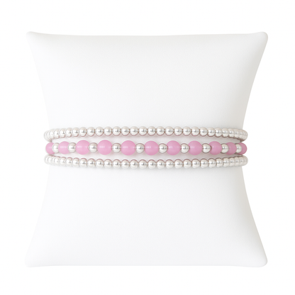 Harmony Pink Sterling Silver Bracelet Set