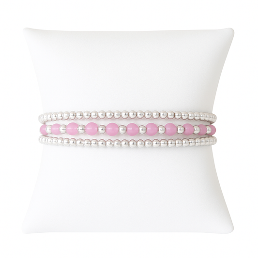 Harmony Pink Sterling Silver Bracelet Set