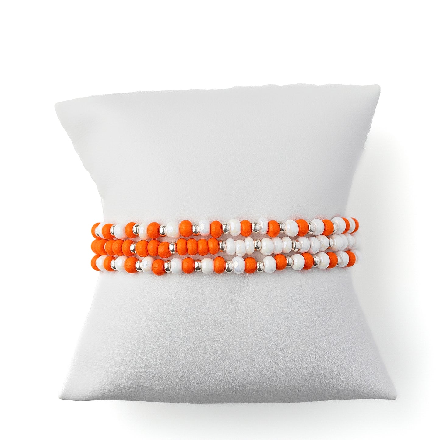 Spirit Orange, White and Silver Bracelet Set