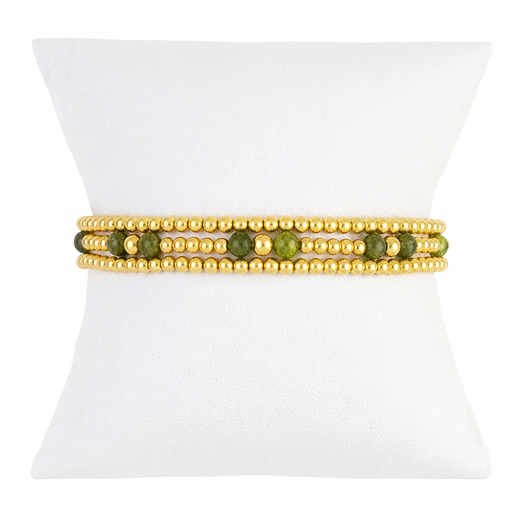 Peridot Gemstone Gold Filled Bracelet Set