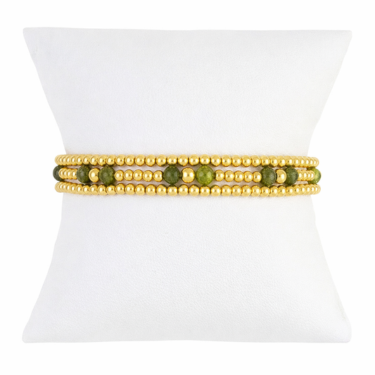 Peridot Gemstone Gold Filled Bracelet Set