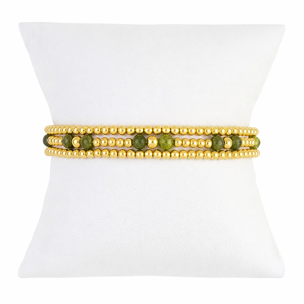 Peridot Gemstone Gold Filled Bracelet Set – Parker Green Jewelry