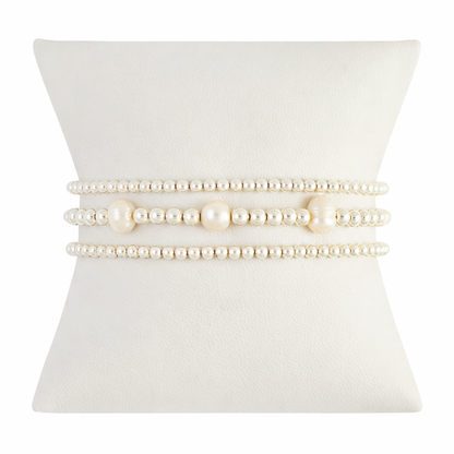 Freshwater Pearl Sterling Silver Bracelet Set