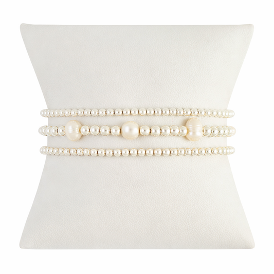 Freshwater Pearl Sterling Silver Bracelet Set