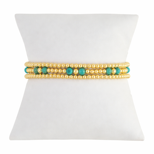 Turquoise Gemstone Gold Filled Bracelet Set