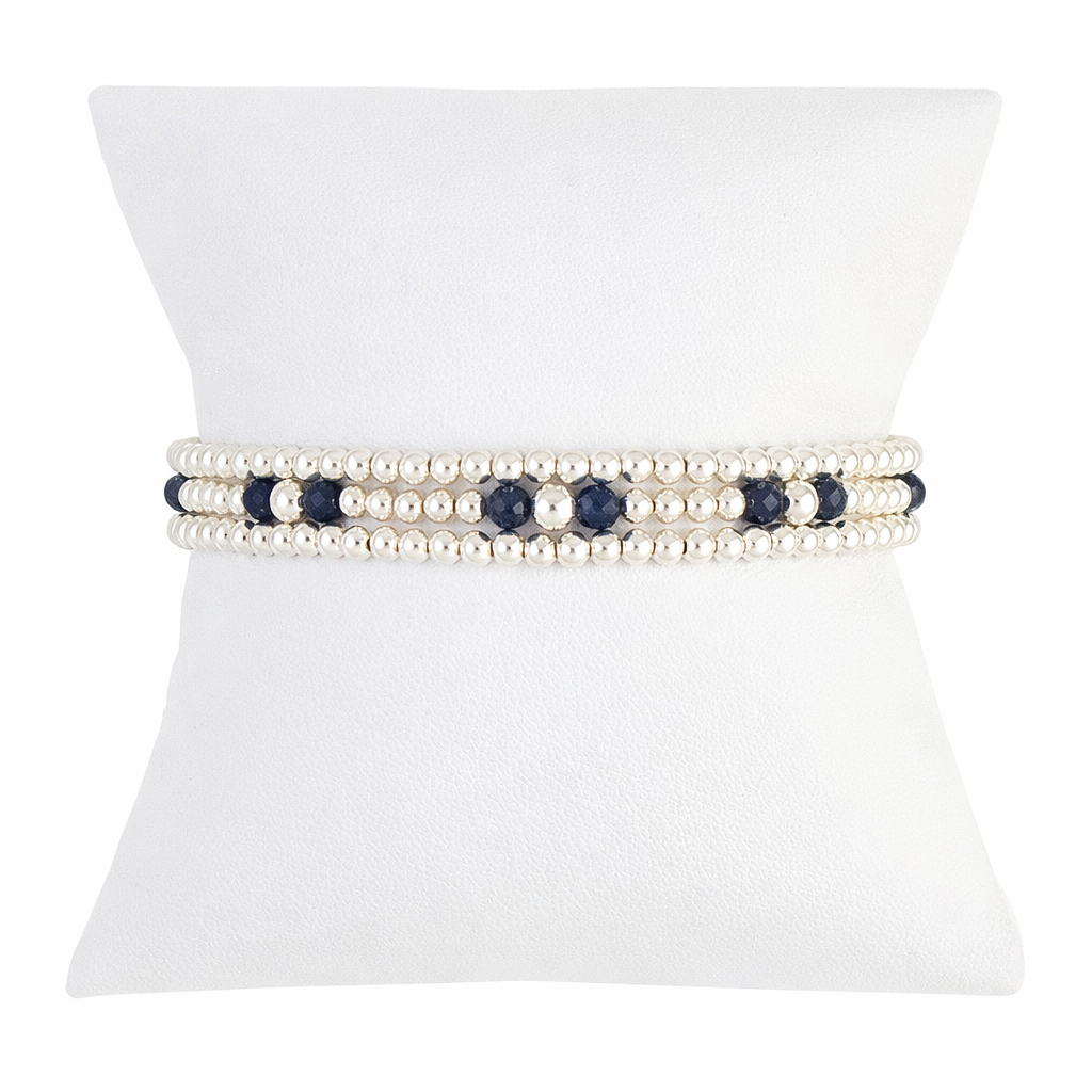 Sapphire  Gemstone Sterling Silver Bracelet Set