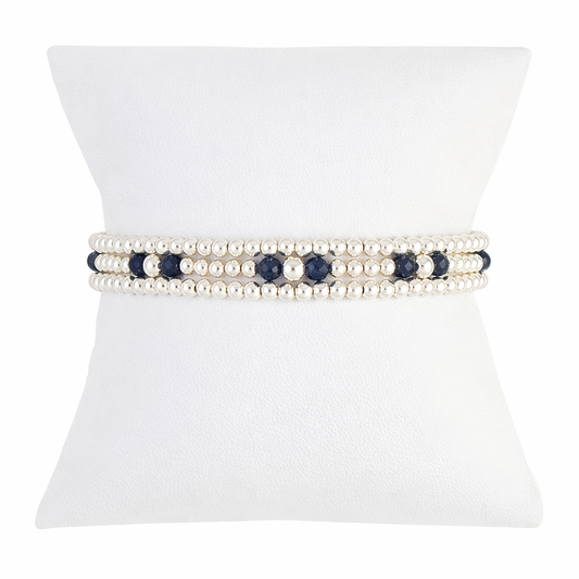 Sapphire  Gemstone Sterling Silver Bracelet Set