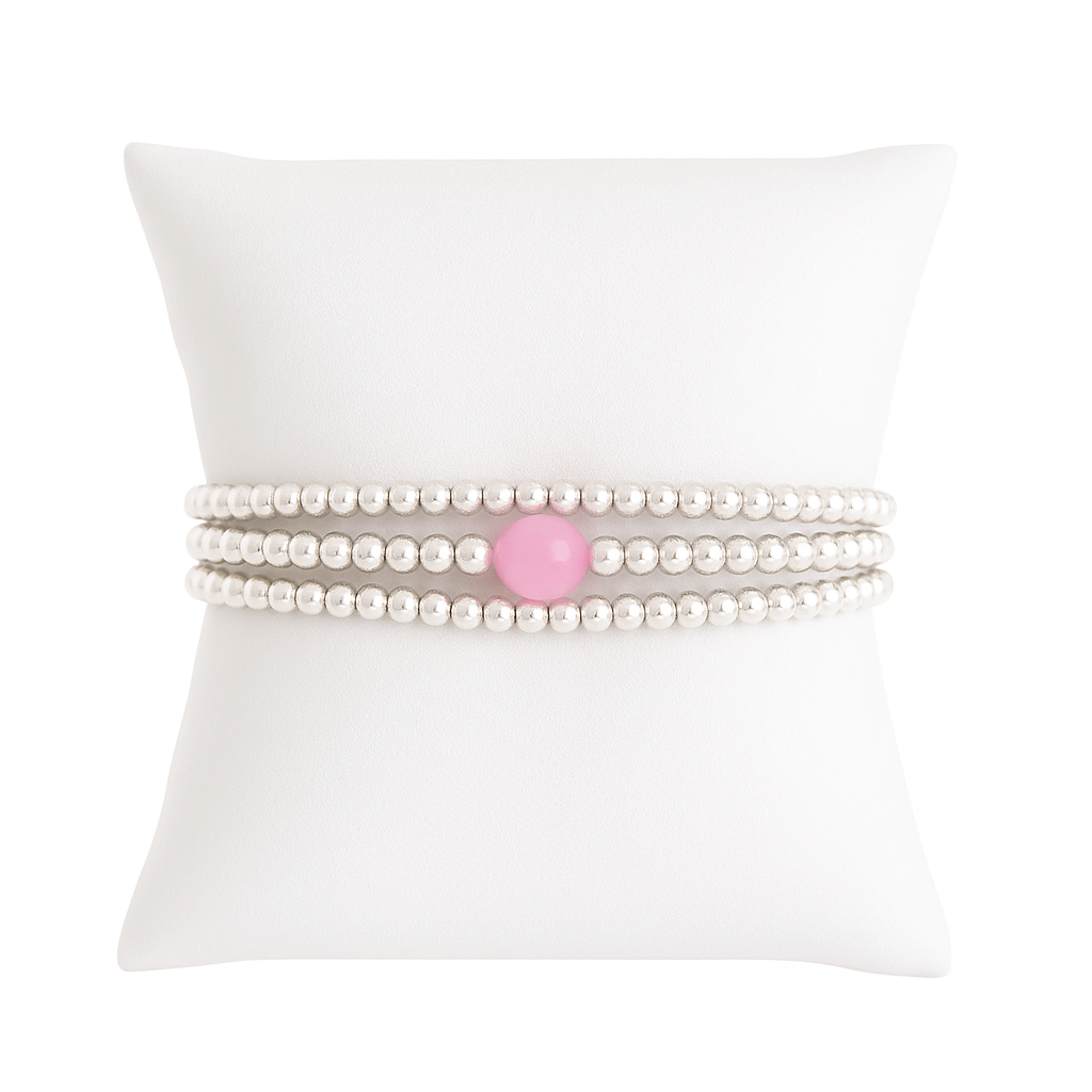 Joy Pink Sterling Silver Bracelet Set