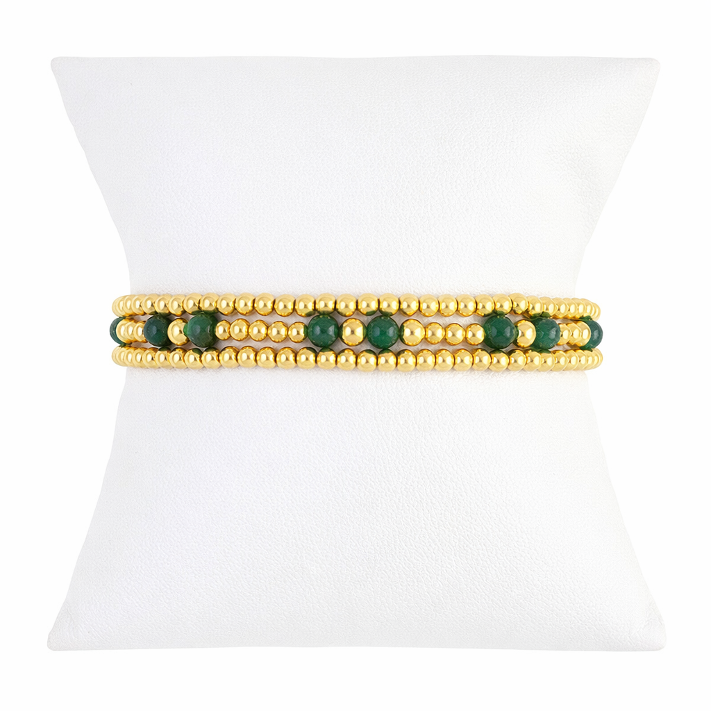 Emerald Gemstone Gold Filled Bracelet Set