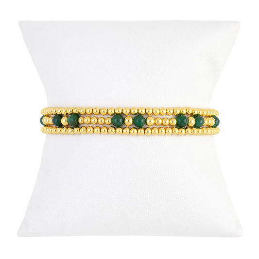 Emerald Gemstone Gold Filled Bracelet Set
