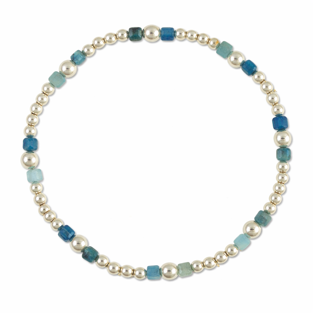 Aquamarine Gemstone Sterling Silver Bracelet-March Birthstone