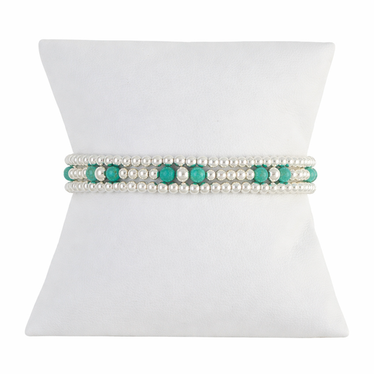 Turquoise Gemstone Sterling Silver Bracelet Set