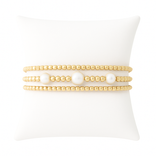 Freshwater Pearl Gold Filled Bracelet Set