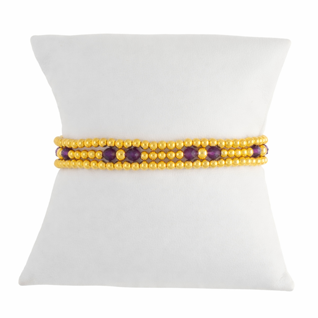 Amethyst Gemstone Gold Filled Bracelet Set