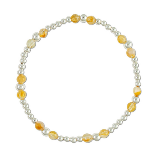 Citrine Gemstone Sterling Silver Bracelet-November Birthstone