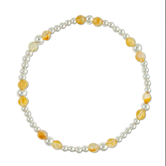 Citrine Gemstone Sterling Silver Bracelet-November Birthstone