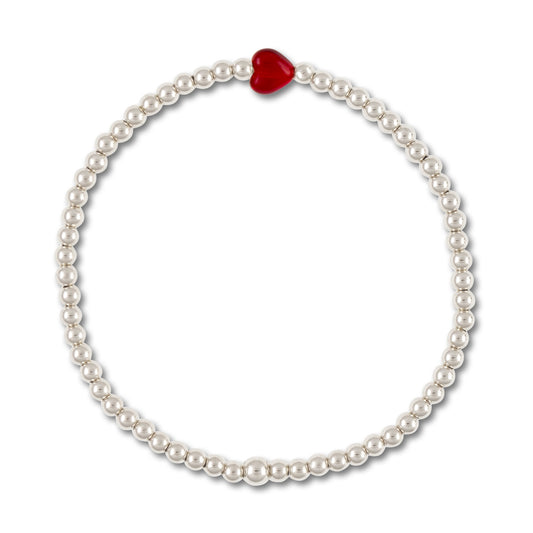 Red Heart Sterling Silver Bracelet