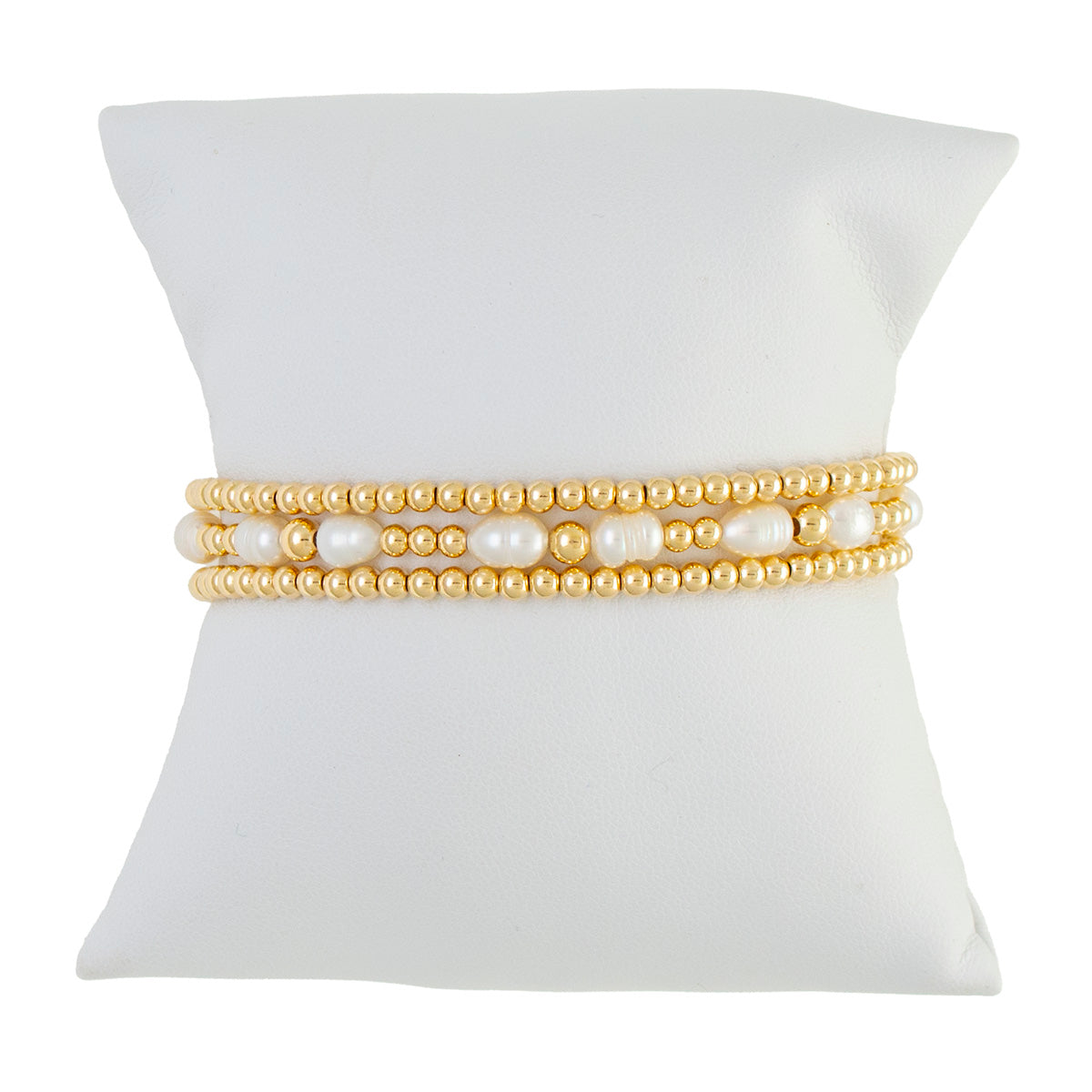 Pearl Gemstone Gold Filled Bracelet Set