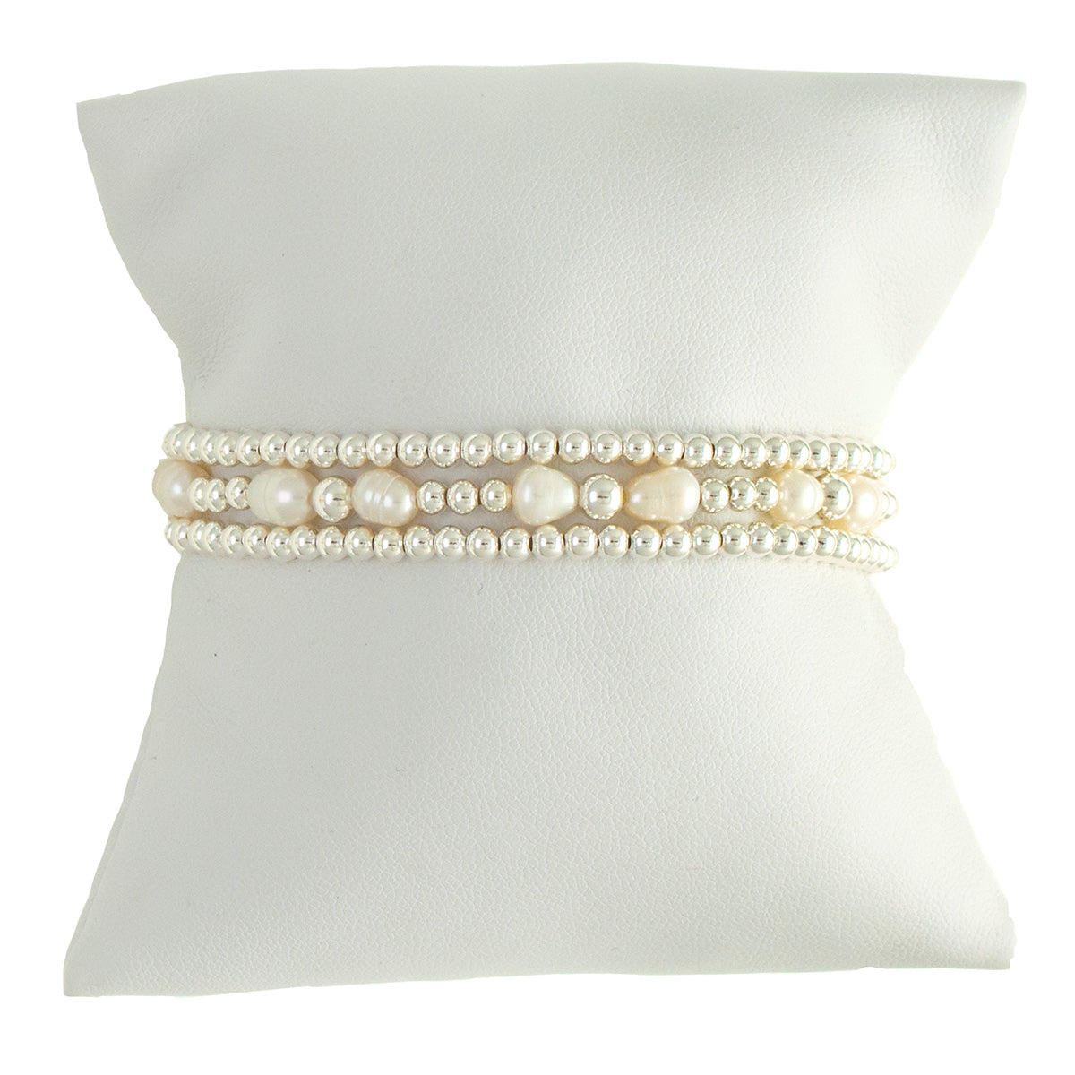 Pearl Gemstone Sterling Silver Bracelet Set