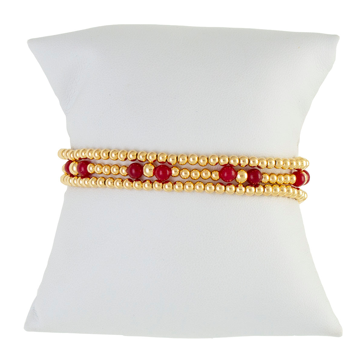 Ruby Gemstone Gold Filled Bracelet Set