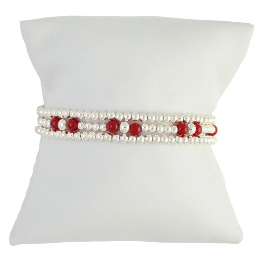 Ruby Gemstone Sterling Silver Bracelet Set